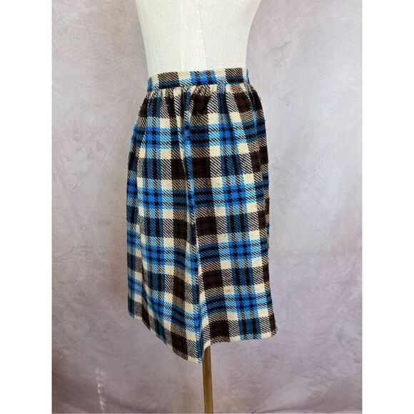Vintage Mod Plaid Wool Skirt 1970s - Picture 4 of 5